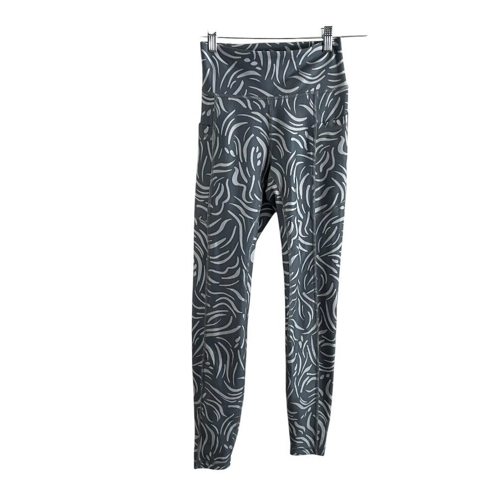 Gilly Hicks Women XS Blue/Gray Allover Design Pocketed Athletic Style Leggings